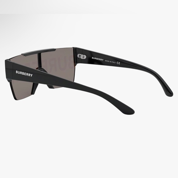 Burberry Black Plastic Rectangle Sunglasses Gold Mirror Lens - Picture 4 of 11